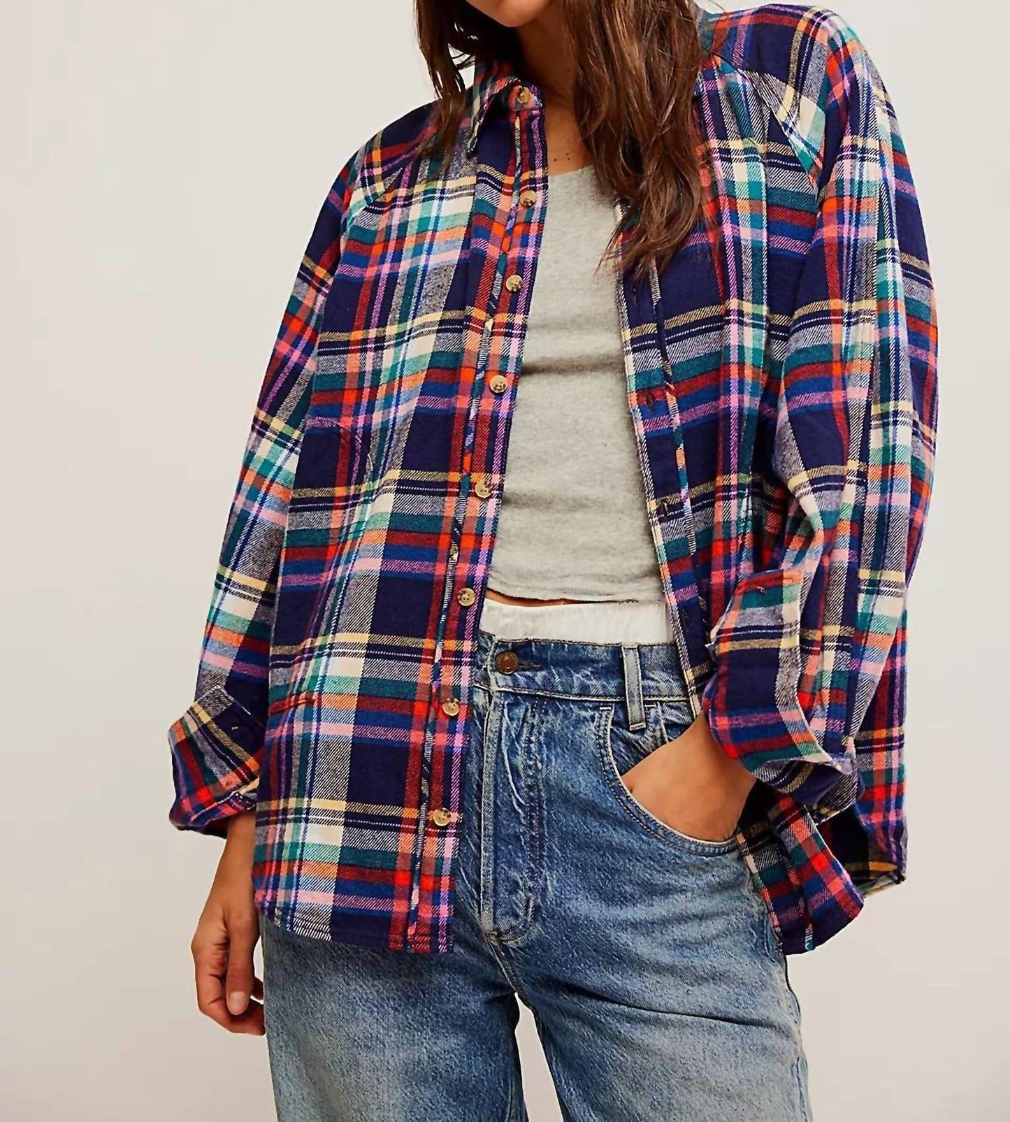 Free People - Girl Meets Boy Plaid Shirt