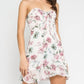 Olivaceous - Restless Beauty Floral Print Strapless Tie-front Mini Dress