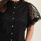 The Curve La - Plus Size Dot Mesh Knit Shirt With Puff Sleeve