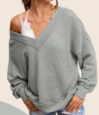 La Miel - Waffle V Neck Top