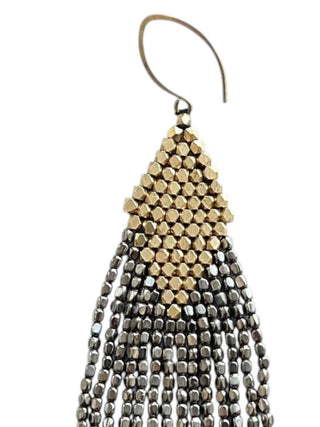 Baizaar - Women's Brass Beaded Diamond Fringe Earring