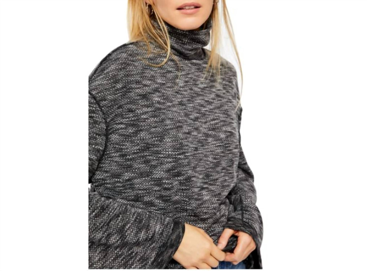 Free People - Sunny Days Wide Sleeve Turtleneck Top In Night Star