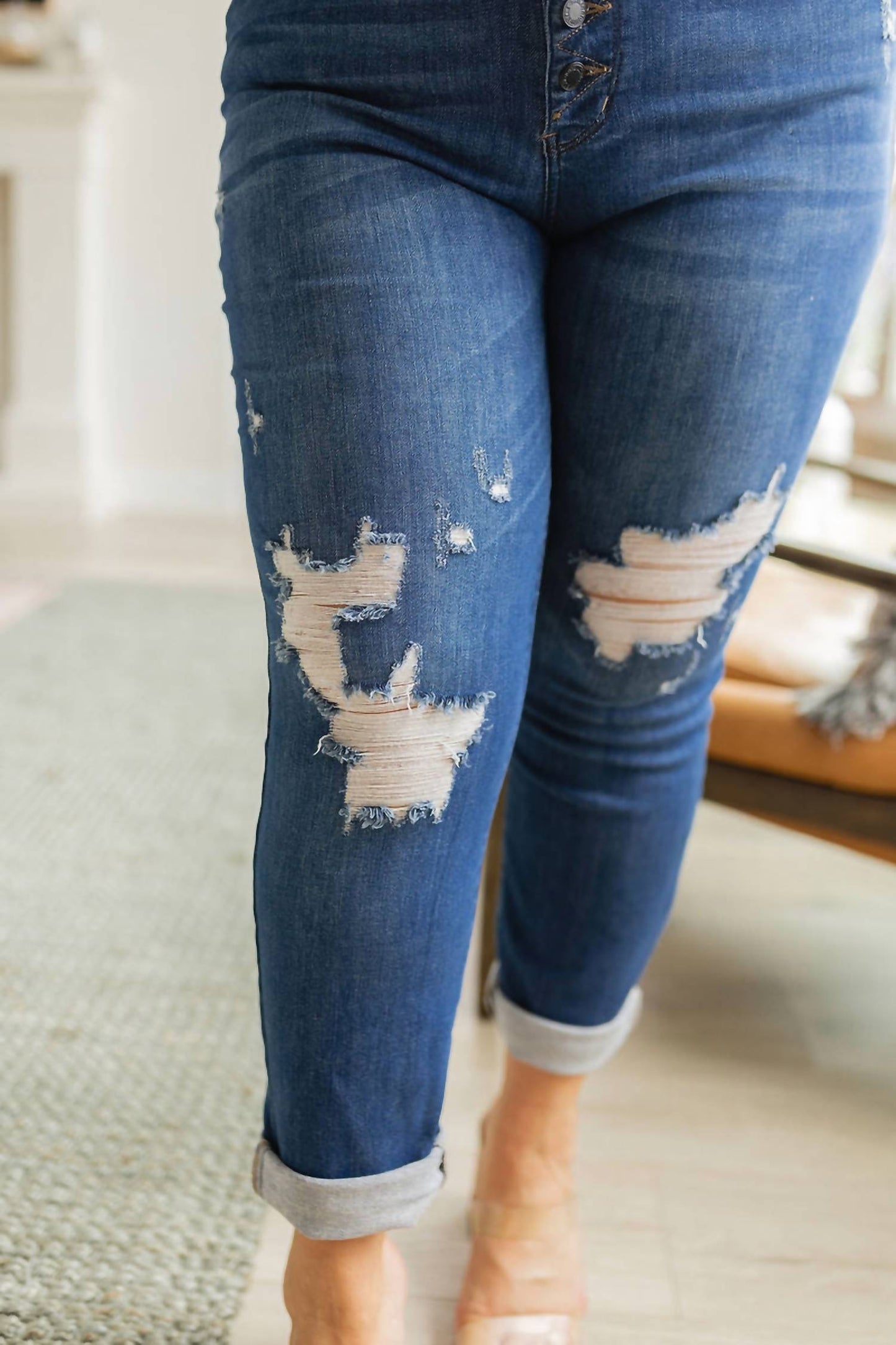 Judy Blue - High Rise Button Fly Distressed Jean
