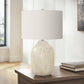Contemporary 26"h Cream Ceramic Table Lamp with Ivory Shade
