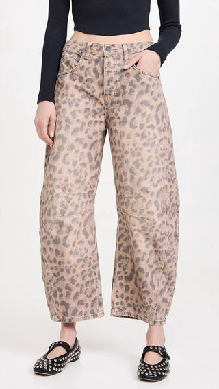 Free People - Good Luck Printed Barrel Jeans