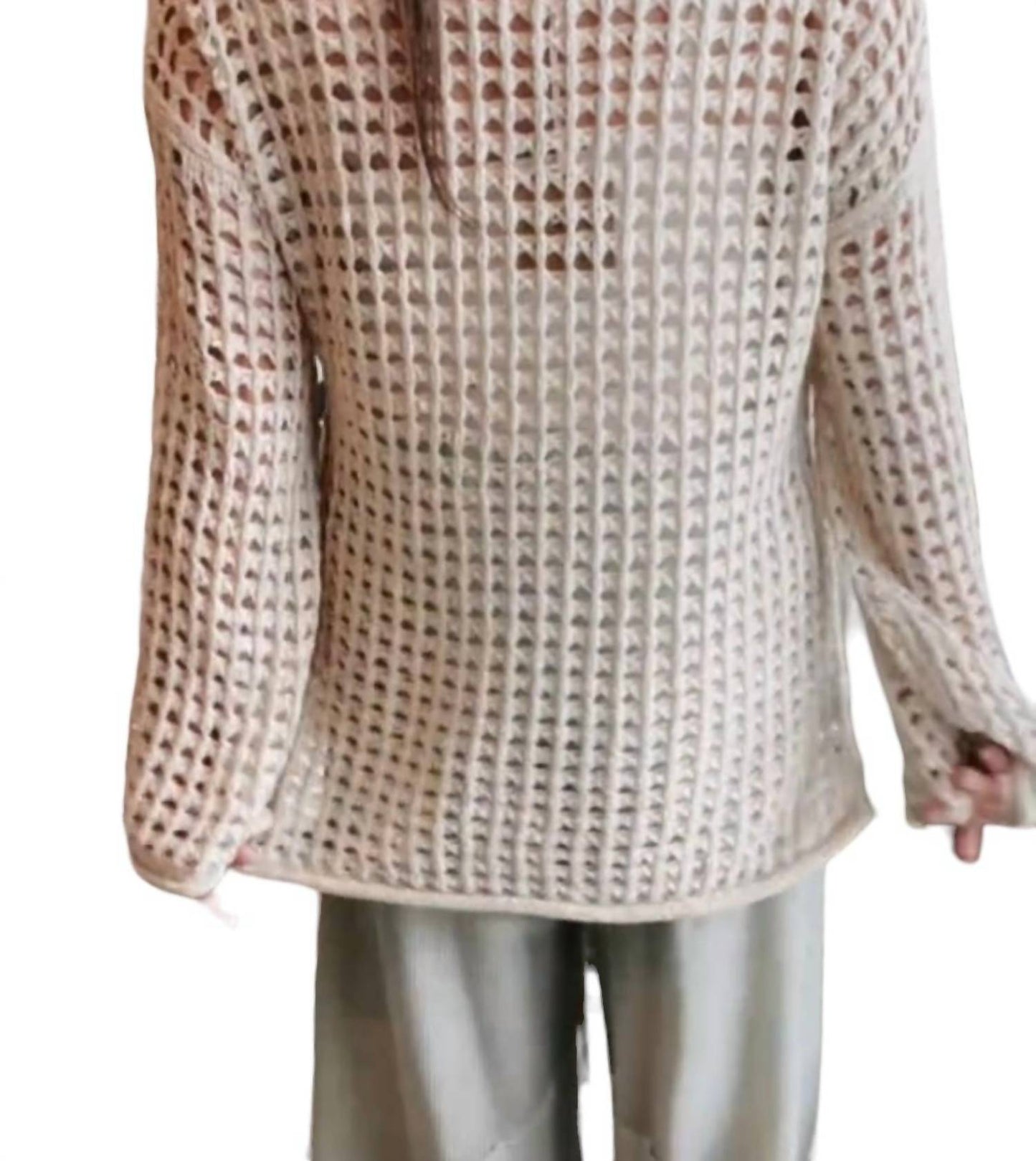 Blu Pepper - Seaside Crochet Crew Neck Sweater