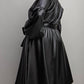 The Curve La - Plus Size Faux Leather Button Front Fit Flare Dress