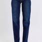 Judy Blue - Mid Rise Straight Leg Jeans With Fray Hem