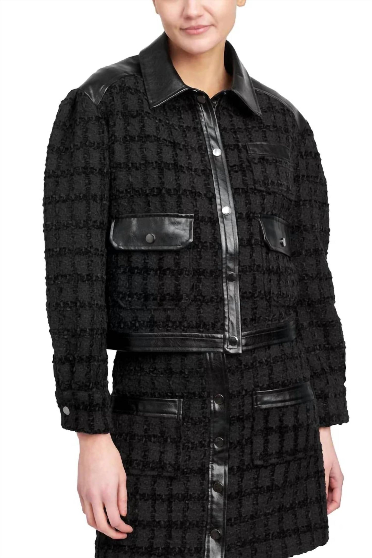 En Saison - Mixed Media Cropped Jacket