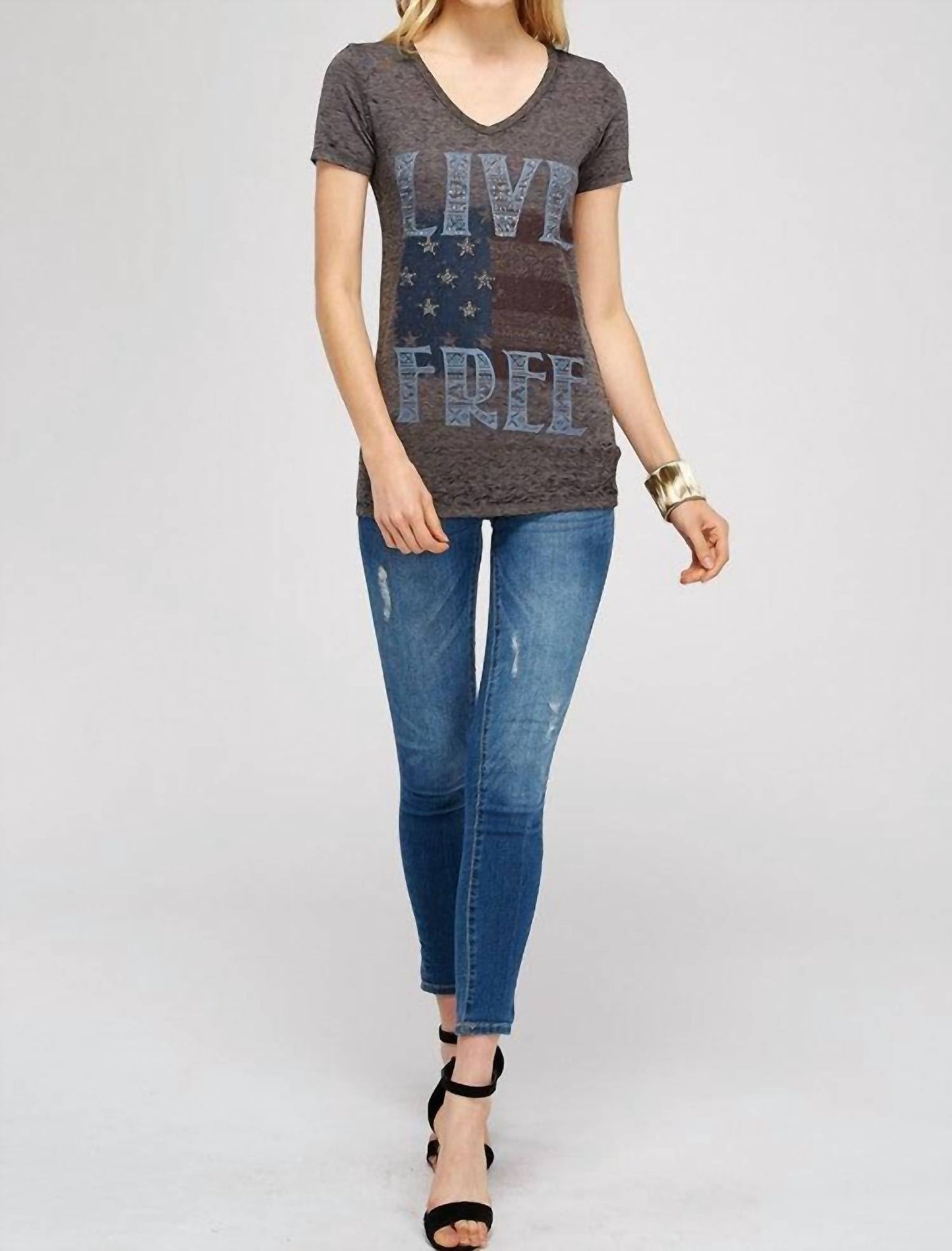 Urban X - Burnout Washed Dark Charcoal V-neck Tee