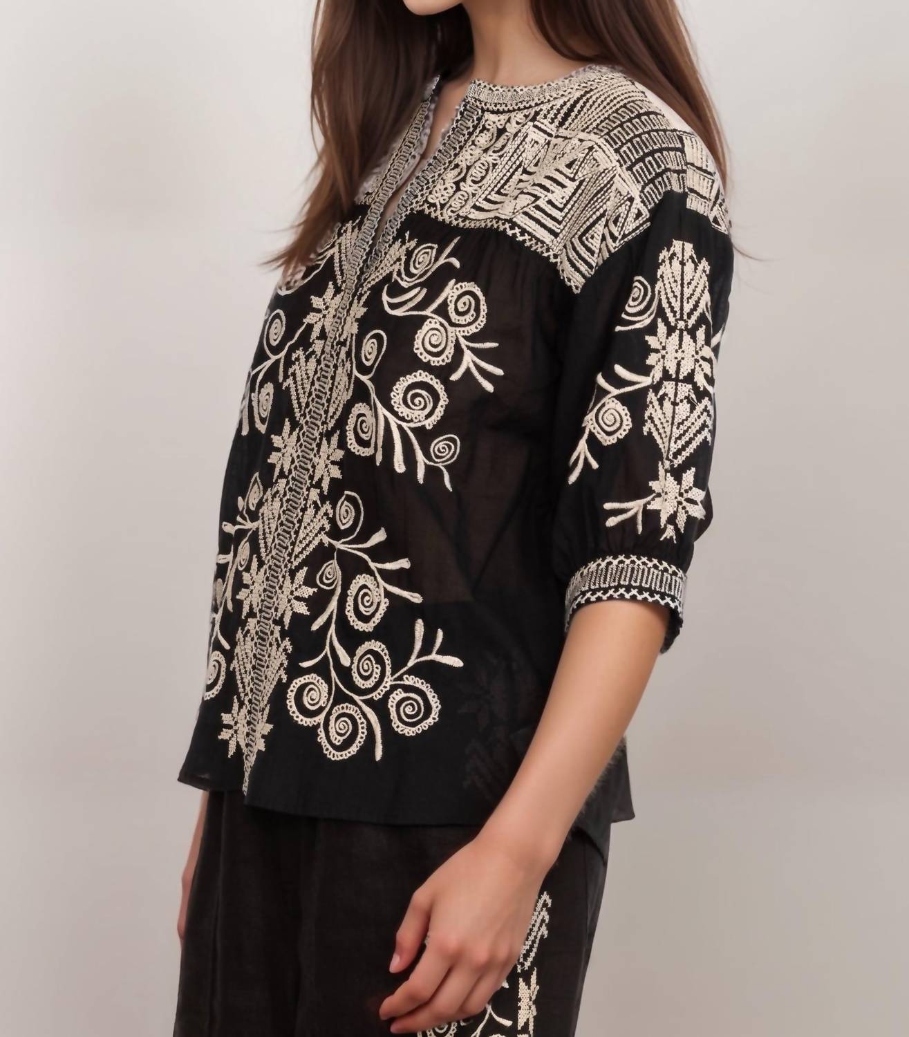 Johnny Was - Hannani Puff Sleeve Henley Blouse