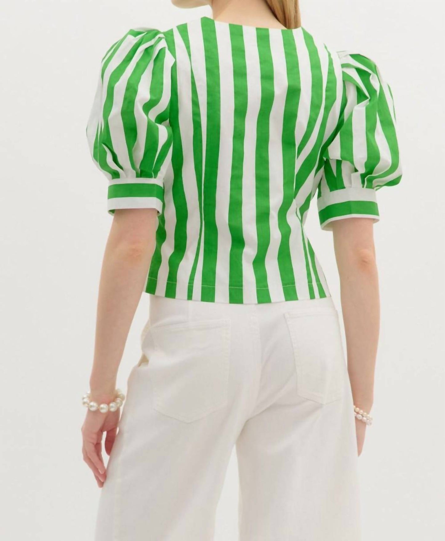 Entro - Sonoma Striped Puff Sleeve Top