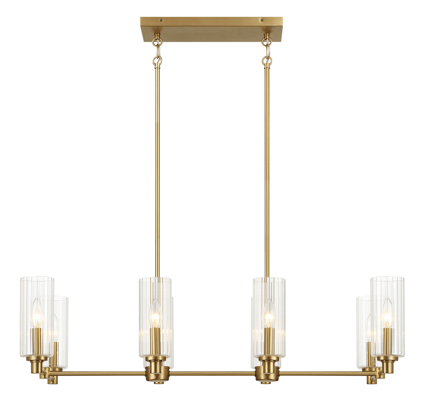 Willow Eight Lights Island Pendant Lamp - Satin Brass