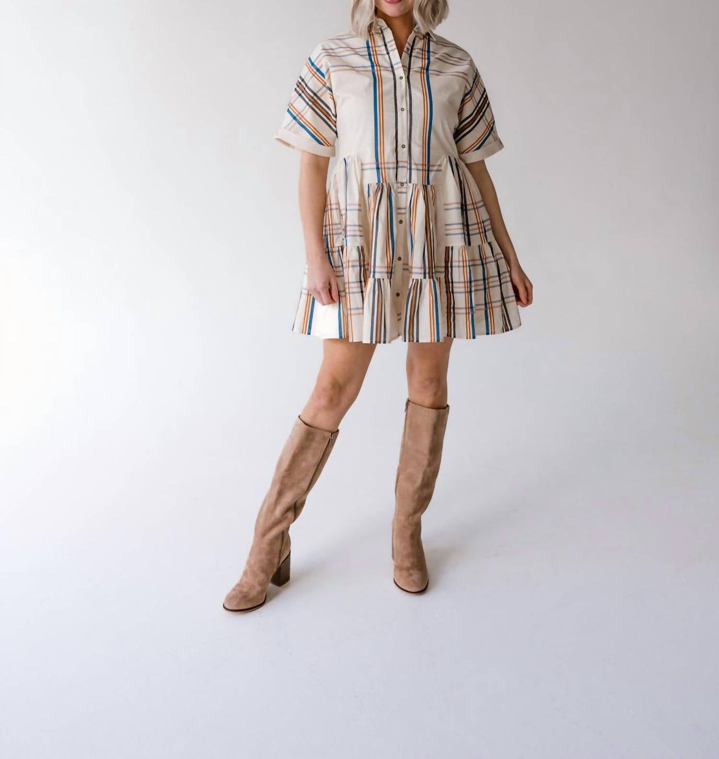 Aureum - Women's Delaney Plaid Mini Shirt Dress