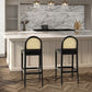 Arlin Upholstered Stool with Curved Back and Footrest - Set of 2