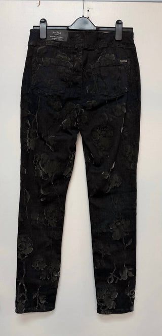 Joseph Ribkoff - Flocked Velvet Floral Print Jeans