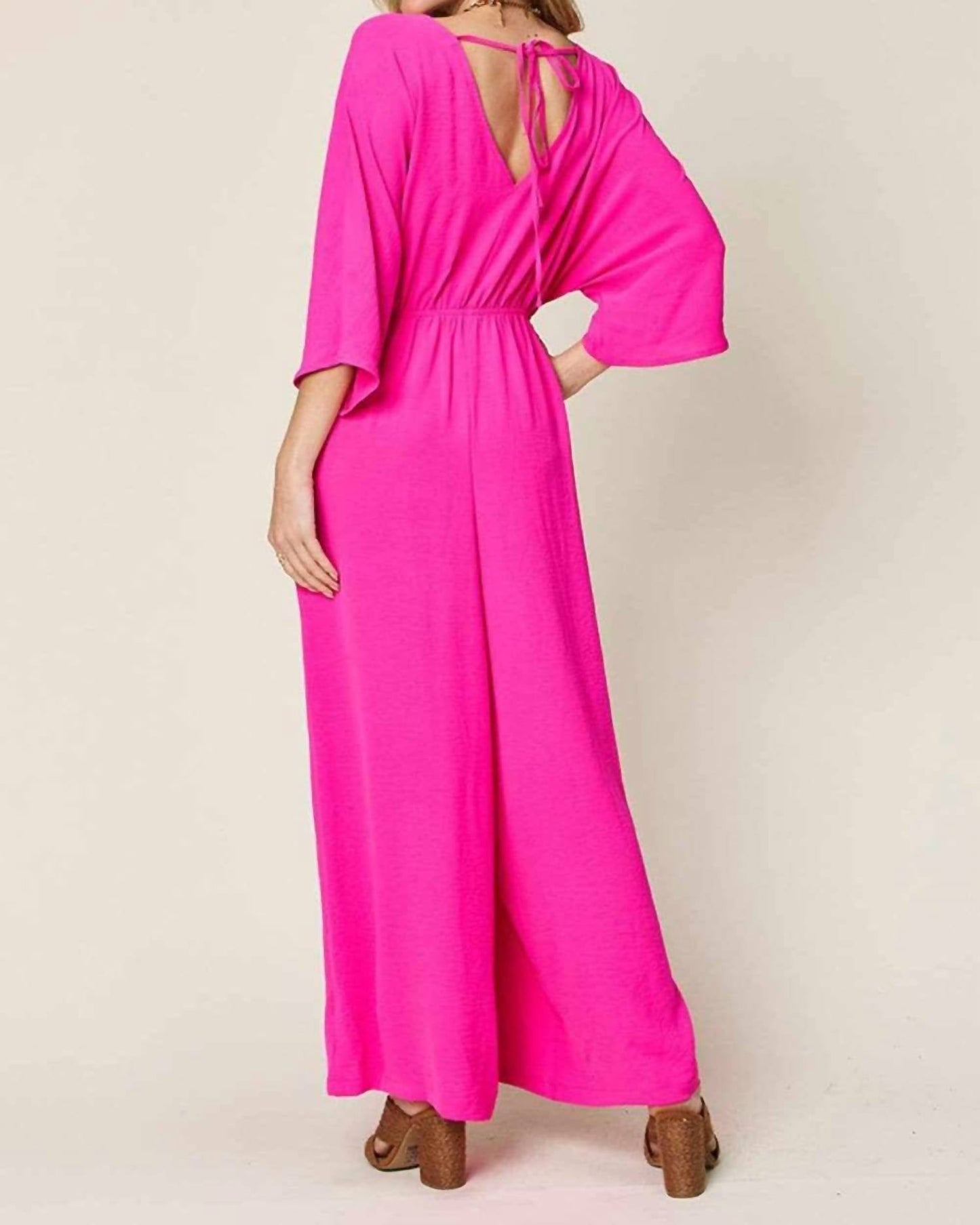 Double Take - Chic Surplice Wide Leg Jumpsuit