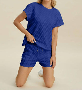 Double Take - Sleek Texture T-Shirt and Shorts Set