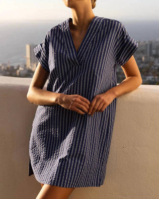 Oliphant - V-neck Roll Sleeve Mini Dress