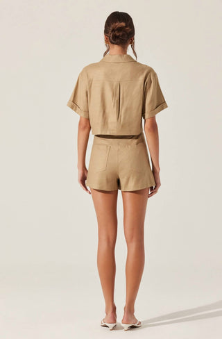 Astr - Deborah Linen Blend Safari Top