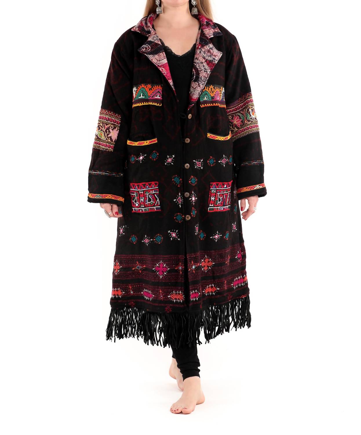 Standawt - Hand-embroidered Patches Merino Wool Coat