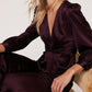 Mac Duggal - Front Twist Puff Sleeve Deep V Neck Jumpsuit