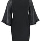 Adrianna Papell - Long Sleeve Zipper Back Solid Ottoman Chiffon Dress - Plus