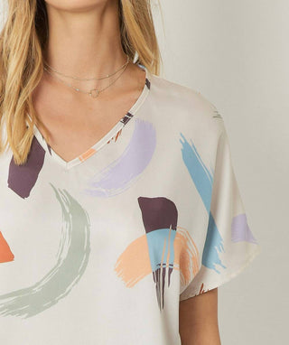 Entro - Brushstroke V-neck Top