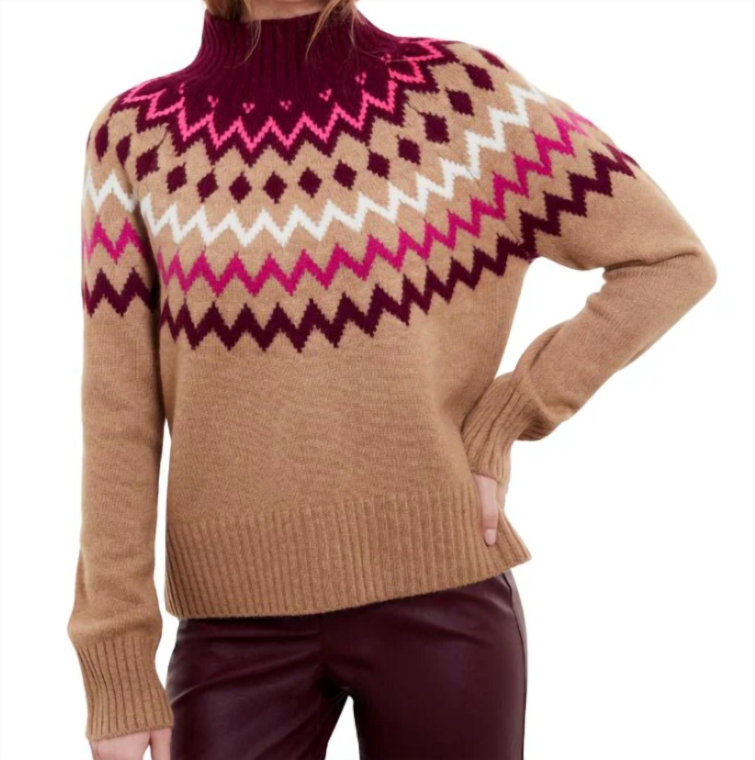 &Isla - Sara Fairisle Mock Neck Sweater