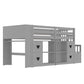 Loft Bed With Storage Cabinets, Staircase Drawers & LED Lights
