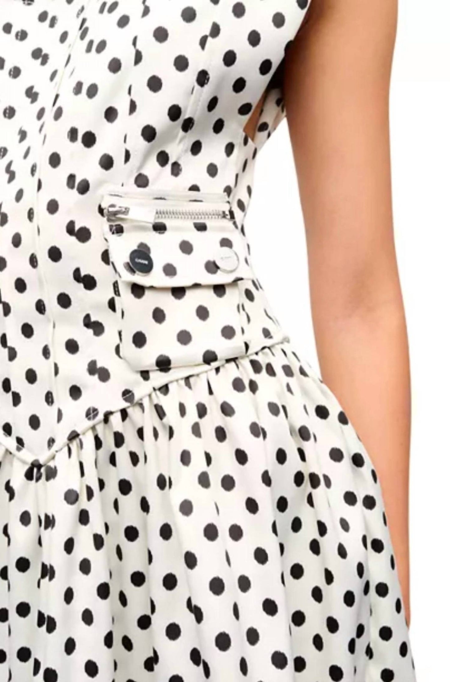 Ganni - Polka Dot Satin Corset Mini Dress