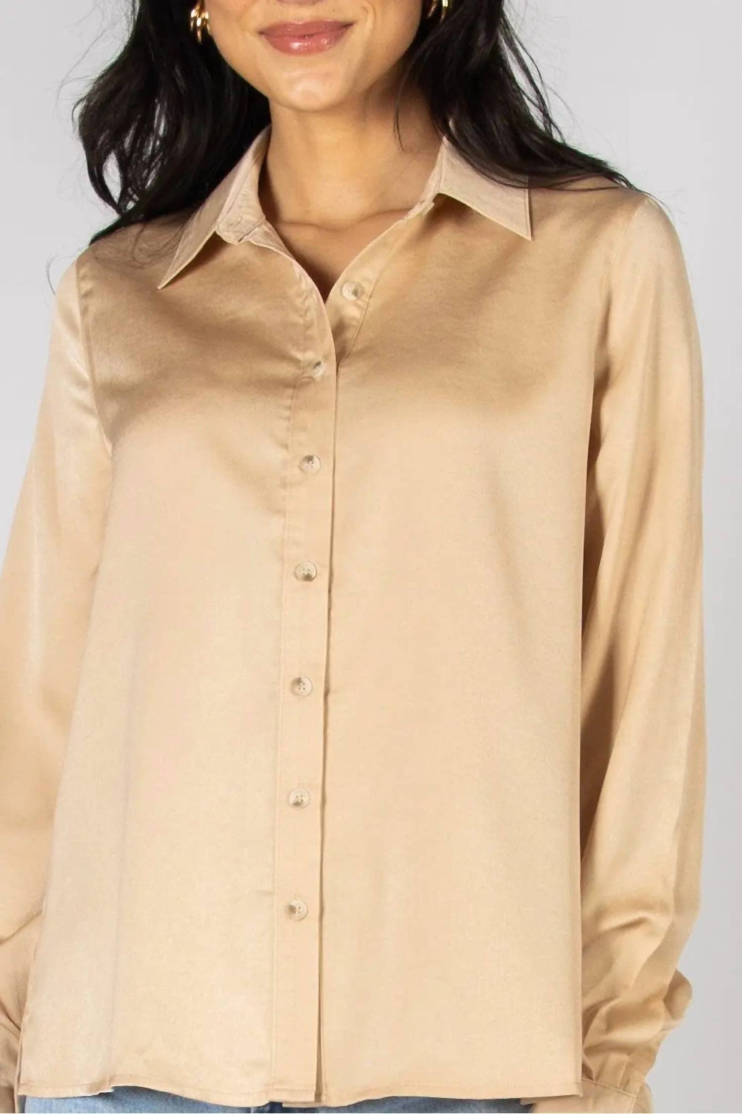 P.Cill - Satin Button Down Shirt With Side Slit