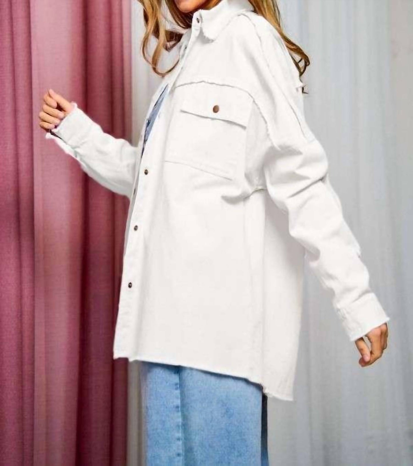 Davi & Dani - Multi Color Letters Fringed Hem Detail Shirt