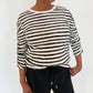 Elliott Lauren - Stripe Ruched Sleeve Tee