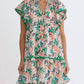 Entro - Leaf Print V-Neck Mini Dress