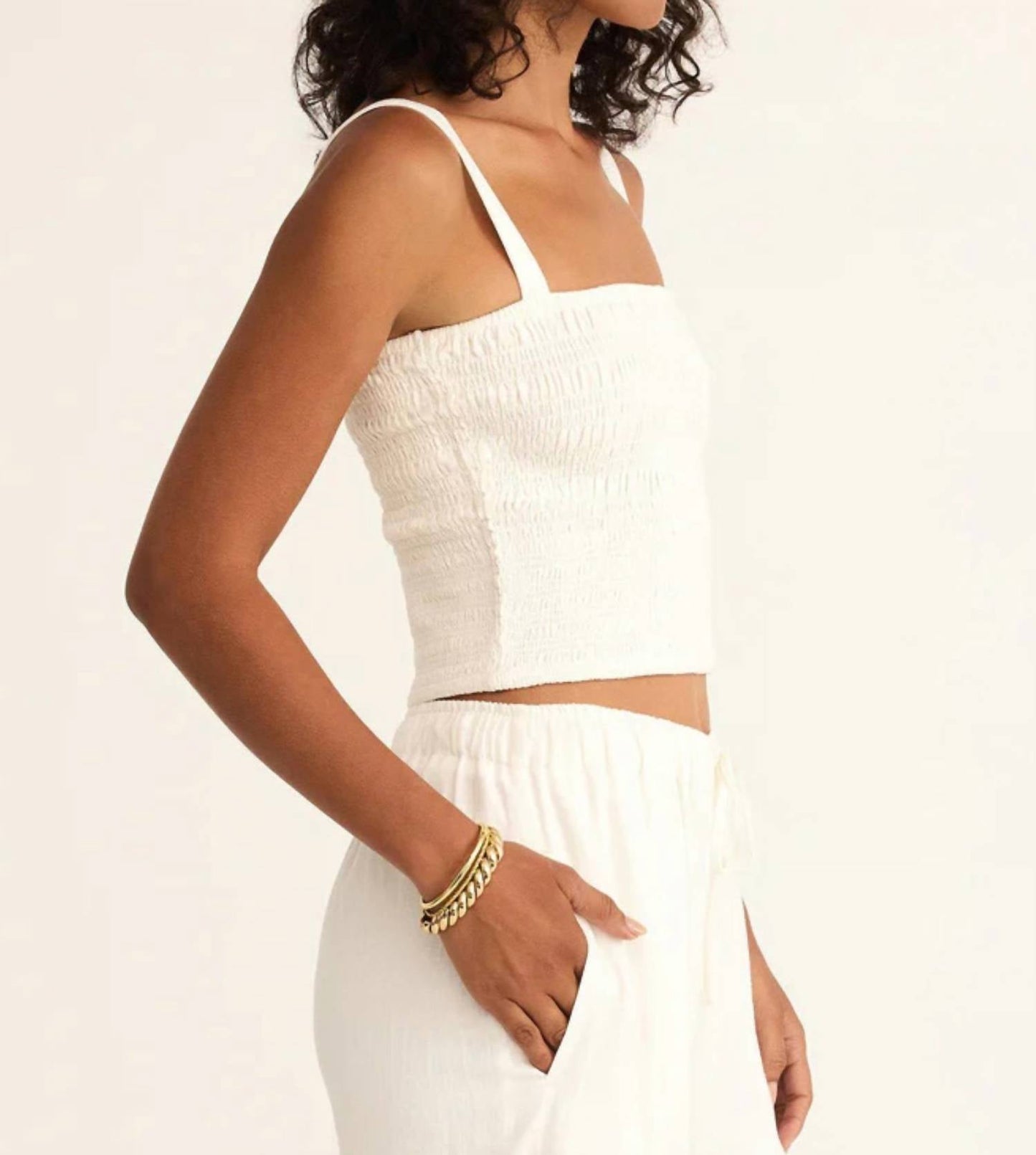 Z Supply - Amelie Smocked Linen Crop Top