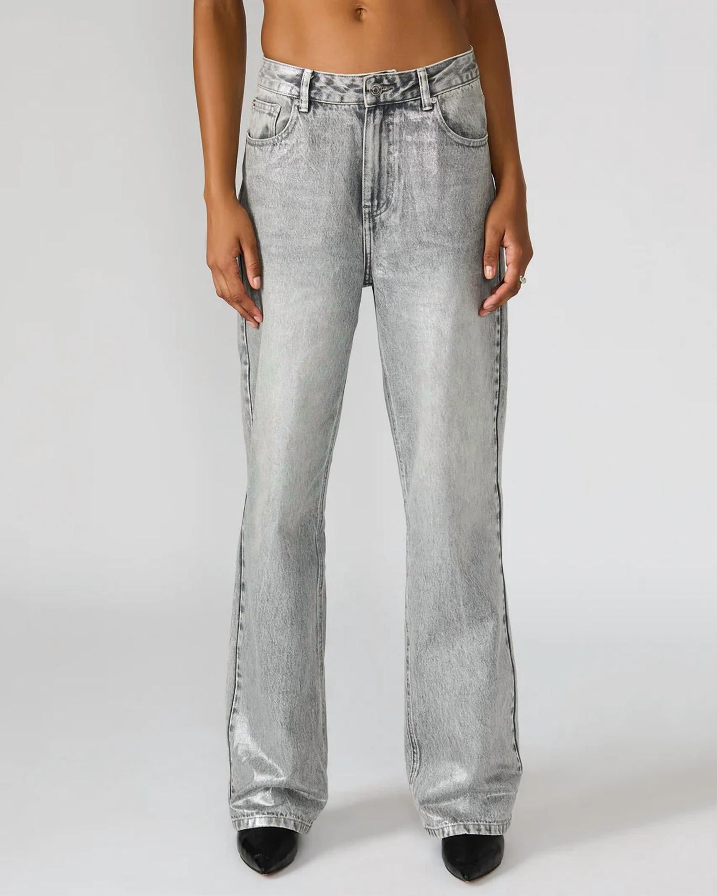 Steve Madden - Straight Leg Metallic Jeans