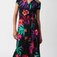 Joseph Ribkoff - Tropical Print Faux Wrap Midi Dress
