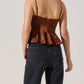 Astr - Paislee Satin Pleated Peplum Top