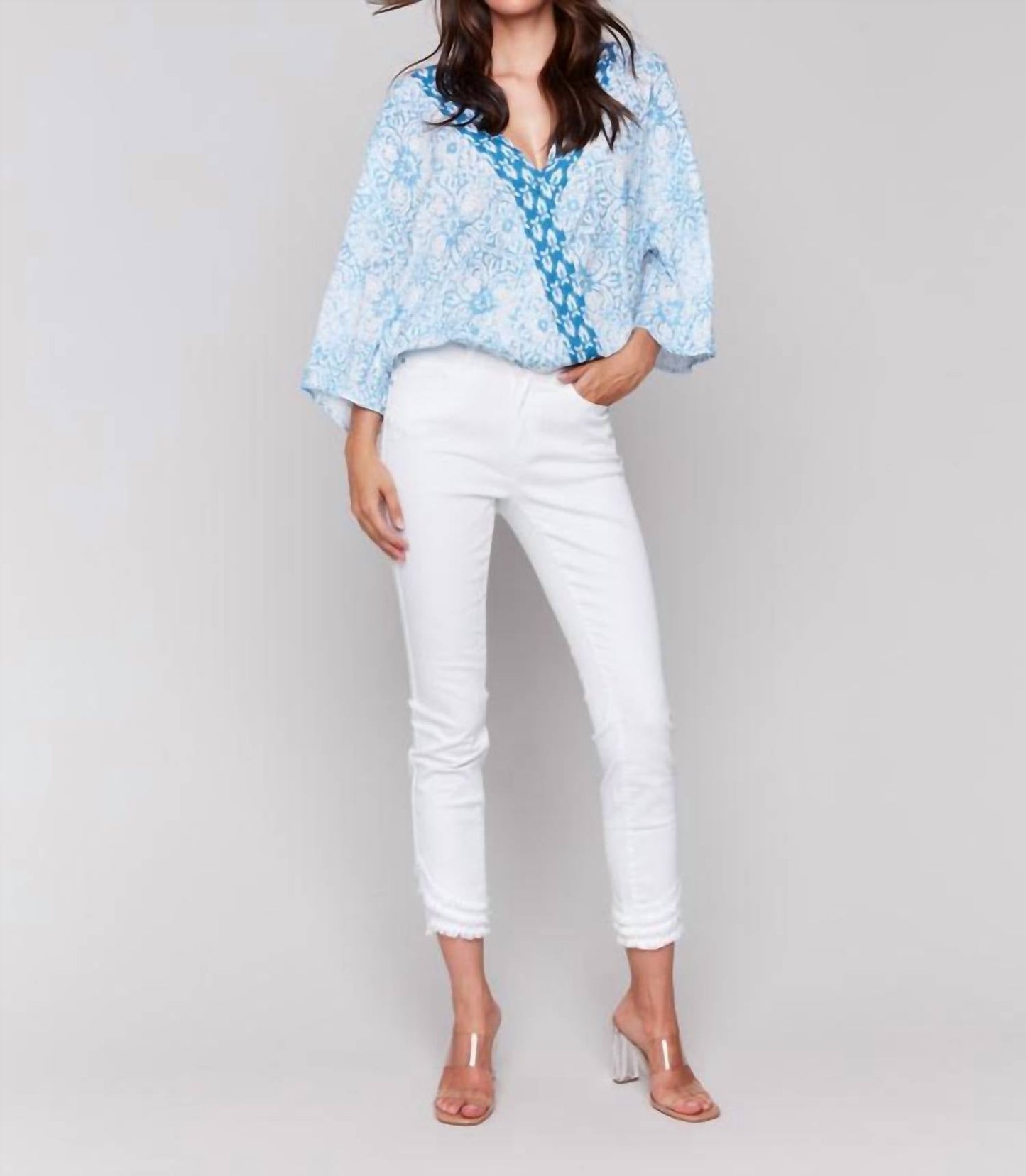 Charlie B - Printed Overlap Blouse