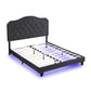 Queen Upholstered Bed Button Tufted with Curve Design
