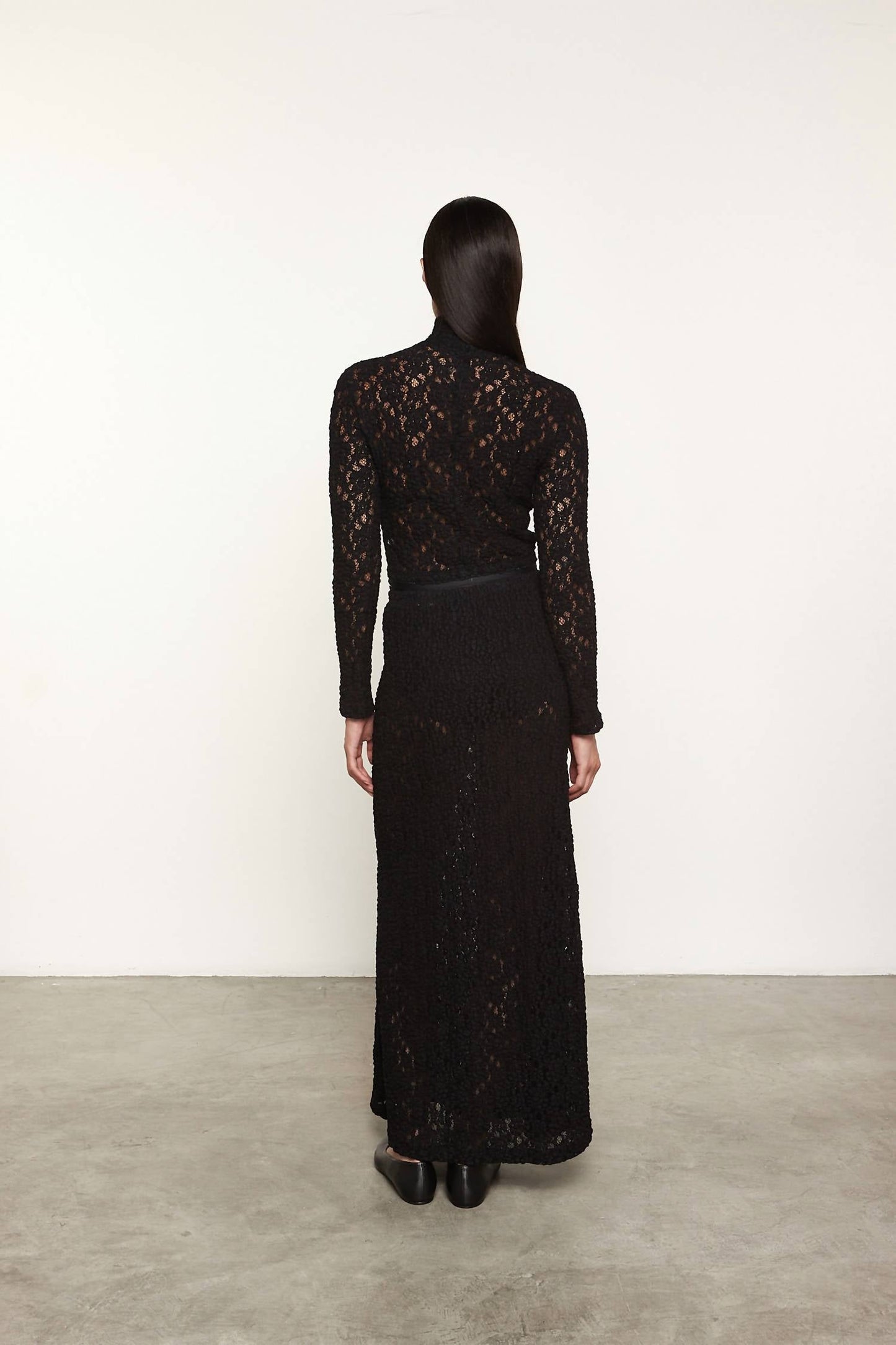 Enza Costa - PUCKERED LACE LONG SLEEVES CROPPED MOCKNECK