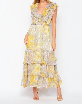 Big Hit Fashion - Paisley Floral Ruffle Maxi Dress