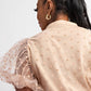 The Curve La - Plus Size Dot Mesh Knit Shirt With Puff Sleeve