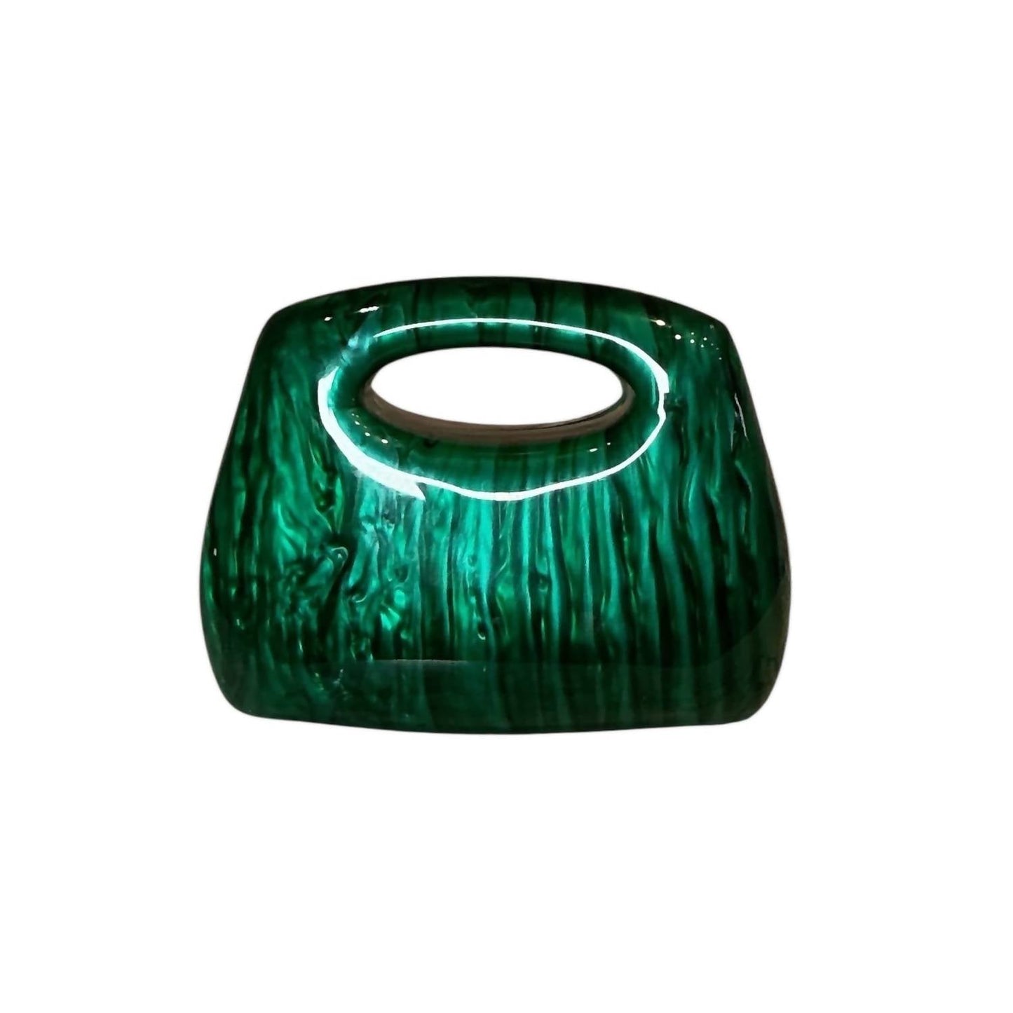 Alexa Koi - Women's Malachite Lucite Mini Hard Handbag With Chain