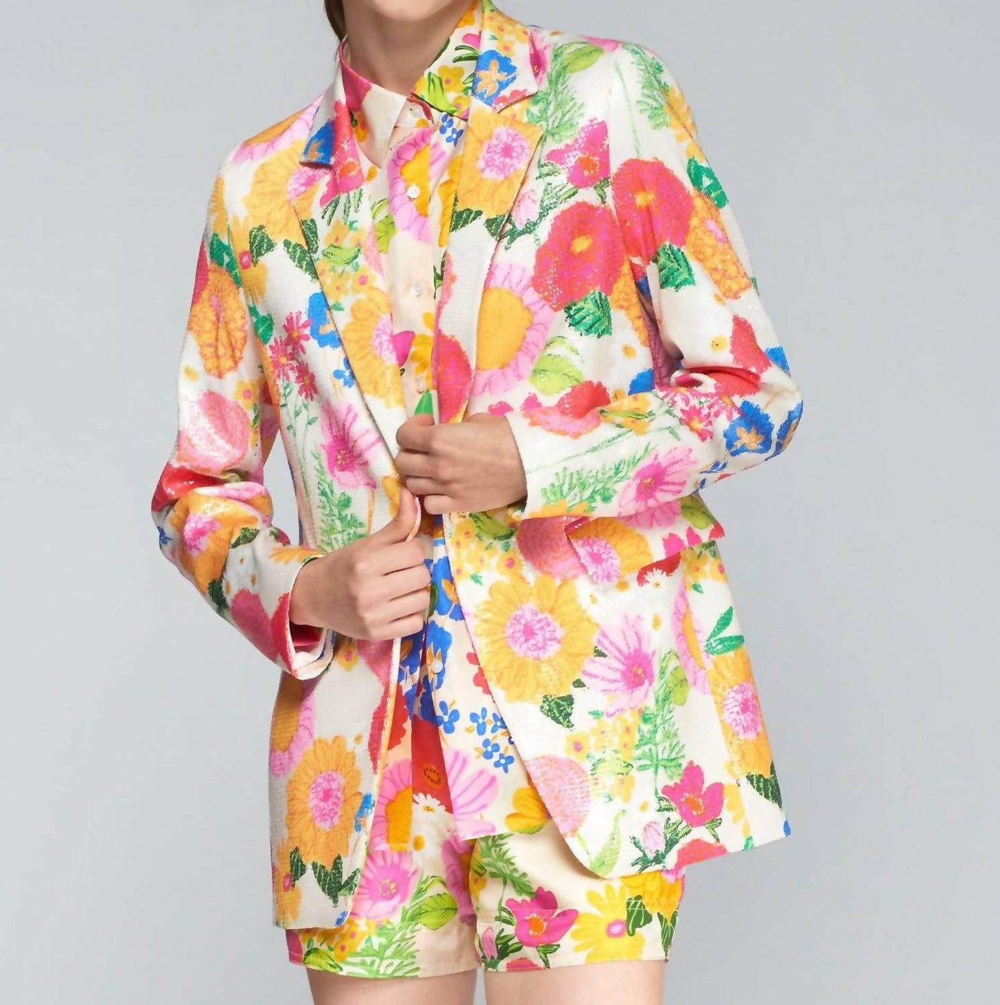 Vilagallo - Floral Long Sleeve Blazer