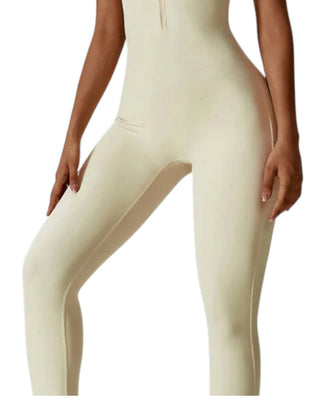 Rockstar Peach - Scuba Short Sleeve Zip Jumpsuit