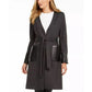 Calvin Klein Women s Faux-Leather-Trim Belted Cardigan Black Size 4