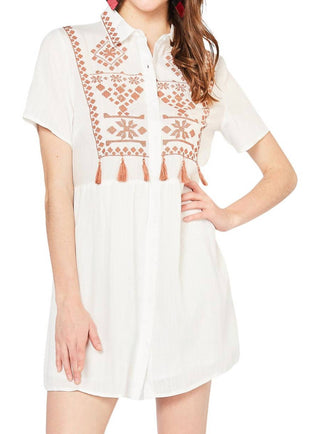 Entro - Embroidered & Tassel Mini Dress