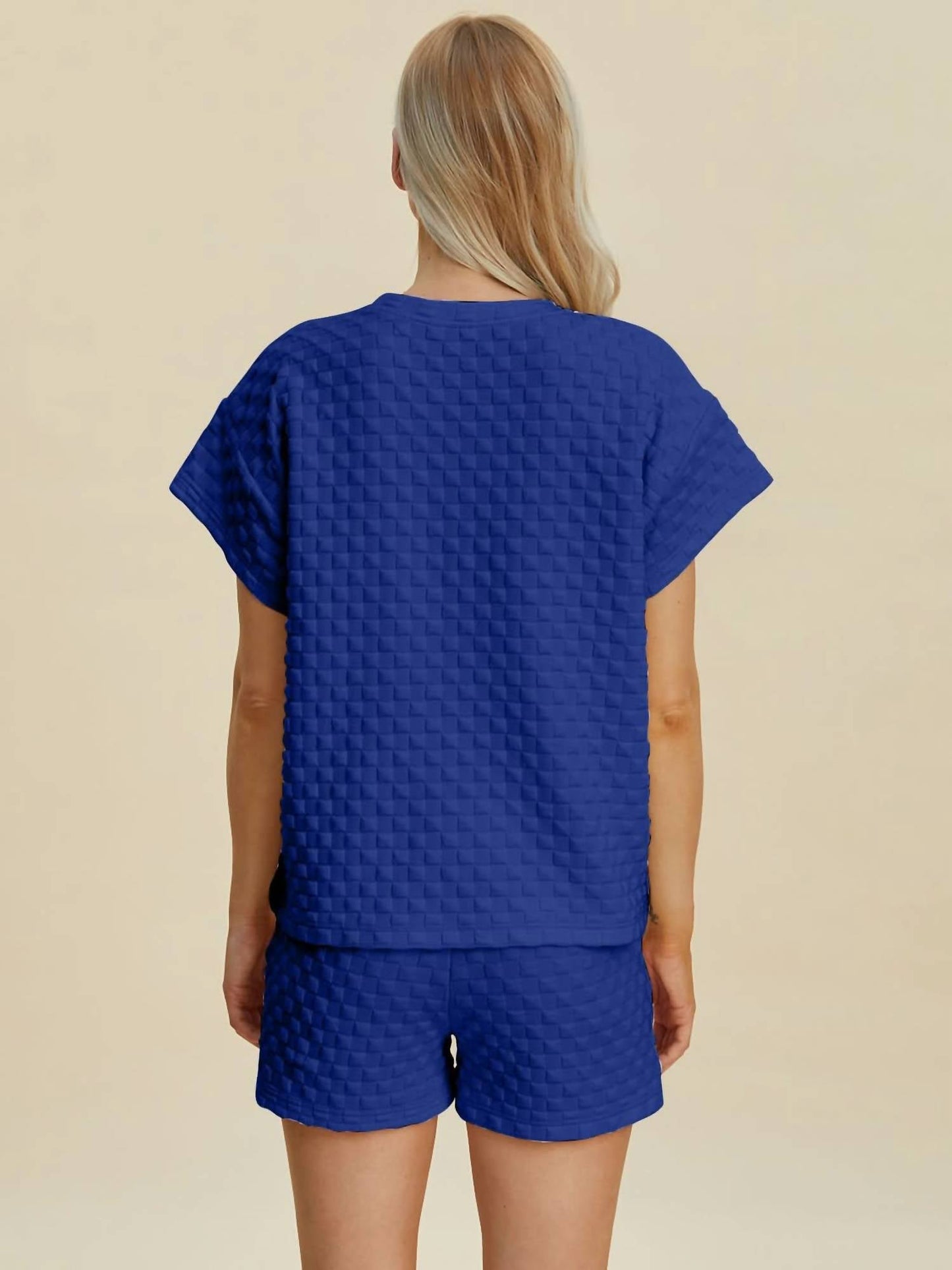 Double Take - Sleek Texture T-Shirt and Shorts Set